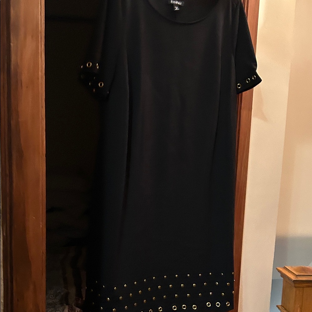 Roz & Ali Black Mini Dress with Gold Accents